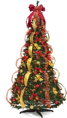 Christmas Tree Fully Decorated Pre-lit 6 Ft Pull Up Pop Up Out of Box