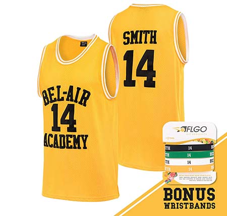 AFLGO Fresh Prince of Bel Air #14 Basketball Jersey S-XXXL Yellow 