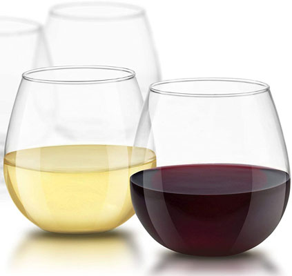 JoyJolt Spirits Stemless Wine Glasses for Red or White Wine