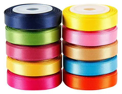 LaRibbons Solid Color Satin Ribbon Asst. #2-10 Colors 3/8" X 5 Yard Each Total 50 Yds Per Package