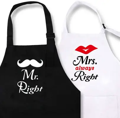 Mr. Right and Mrs. Always Right 2-Piece Kitchen Apron Set
