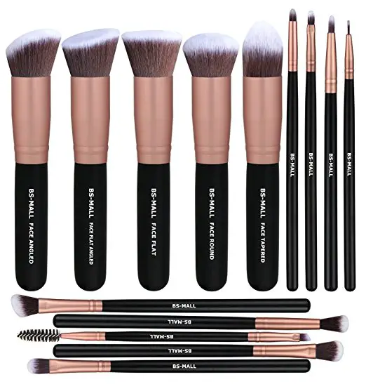 BS-MALL(TM) Premium 14 Pcs Synthetic Foundation Powder Concealers Eye Shadows Silver Black Makeup Brush Sets
