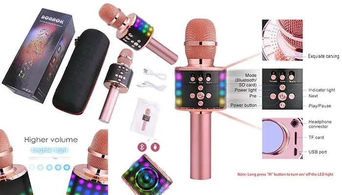 BONAOK Wireless Bluetooth Karaoke Microphone