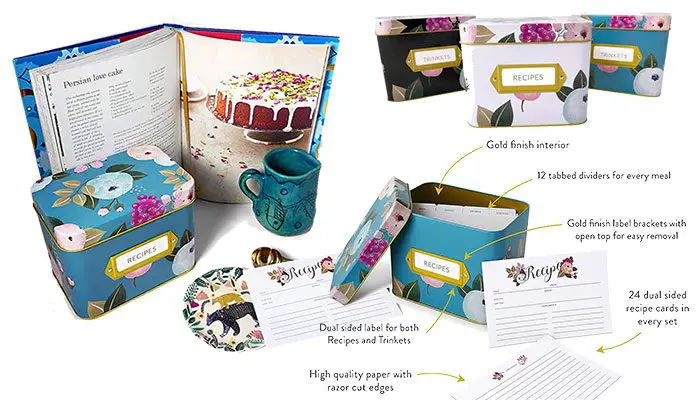 Polite Society Recipe Box With 24 Cards & 12 Dividers